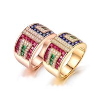 Wedding Rings Luxury Rose Gold&gold Color for Women Boho Rainbow Cubic Zircon Ring Charm Band Engagement Cocktail Party Jewelry