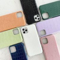 Timsah Desen PU Deri Şeker Renk Telefon Kılıfları iphone 12 Mini 11 Pro XR XS Max X 8 7 Artı Darbeye Damla Koruma Sert PC Koruyucu Lüks Tasarımcı Kılıf