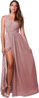 YFANLYNXCI Long Chiffon Bridesmaid Dresses with Pockets A-Line Pleated Slit Party Gowns Robes de Demoiselle d&#039;honneur for Women
