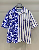 2021 novo designer de luxo camisa de manga curta moda faixa floral impressão material US tamanho solto edição mens altamente Única camisa casual