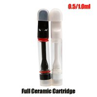 Full Ceramic Cartridge No Leaking 0.5ml 1.0ml Atomizer Black White Ceramic Coil Mouthpiece Thick Oil Vape Pen Tank For Preheat Battery