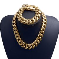 22mm Exaggerated Super- Wide Men Cuban Link Chain Jewlery Set...