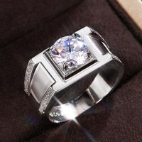 Anéis de casamento Design clássico Engajamento do noivo Brilhante Crystal Zircon estilo atemporal simples para homens tamanho 6-10