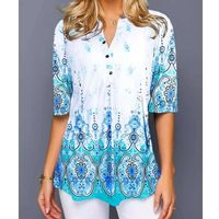 Shirt Blouse Fashion Large Size Tops Women Casual V Neck Ladies Loose Floral Print Tunic 220120