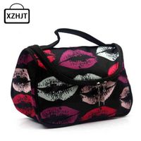 XZHJT Fashion Women Lips Cosmetic Bag Large Travel Lady Makeup Bag Toiletry Bag Organizer Makeup Cases Trousse Maquillage 220119