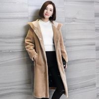 Laine de femme mélange automne manteau d'hiver femme streetwear douce manches longues vestes à capuche de bureau de bureau de laine à poitrine unique