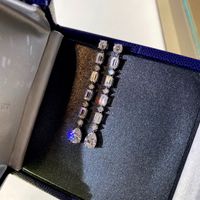 Boucle d'oreille de goutte d'argent S925 avec diamant étincelant pour femme et mère bijoux cadeau dans la couleur de platine Livraison gratuite PS3751