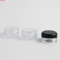 500 x 10 g 10 ml Square Klarer transparenter Kunststoffbehälter Kosmetische Make-up-Creme Glas 1 / 3Oz Flaschentopf mit klarem schwarzem weißem Caphigh-Qualität