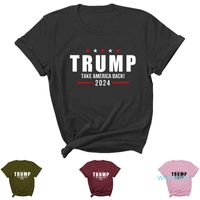 15 Stili Trump 2024 T-shirt Lettera stampa T-shirt girocollo tondo T-shirt Casual USA Elezione presidenziale Trump Maglione a maniche corte Lla432