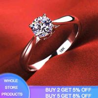 Yanhui Luxury 18k White Gold Rings for Women Round Cut Zirconia Diamond 925 Silver Wedding Band Engagement Bridal Jewelry Gift