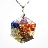 Colares pingentes fysl cobre espiral pedra colorida e resina forma geométrica Orgone energia colar de energia cura jóias chakra
