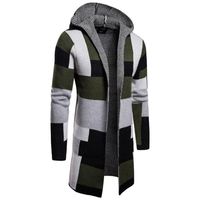 Men's Sweaters Men Foreign Trade Stripe Color Matching Jackets Long Style Cardigan Outerwear Sweater Male Button Drop Shipfashion Top Coats