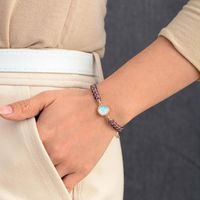 Bracelets de charme violet naturel bracelet en pierre opale corde tressée brin amitié torsion perlée bohème femme bijoux