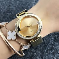 Relógio de pulso de quartzo de marca para as mulheres menina com relógios de banda de aço de metal G32