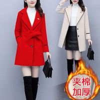 Kadın Yün Karışımları Kış Kadın Ceket Orta Uzunlukta Kore Vintage Katı Rüzgarlık Casual Sıcak Yün Giyim BoyuSize2022Spring Kadın J