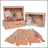 Geschenkveranstaltung Festliche Lieferungen Home GARDENGIFT WRAP 3PCS / SET Weihnachten Keks Box Kraftpapier Candy Boxes Taschen Lebensmittel Verpackungsparty Kinder Jahr