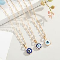 18K Gold Plating Round Blue White Evil Eye Pendant Charm Necklace for Wholesale