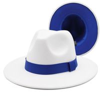 2022 فيدورا القبعات النساء الرجال لونين شعرت قبعة امرأة فيدورا رجل الجاز أعلى قبعة الإناث الذكور واسعة بريم كاب أزياء ربيع الخريف الشتاء قبعات بالجملة