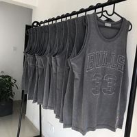 Erkek Tank Tops Yıkanmış Eski Retro Kolsuz Basketbol Spor Yelek Erkek Bulls Mektup 33 Baskı Gevşek Boy Açık Hava Fitness Koşu