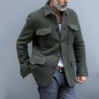 Erkek Ceketler Sonbahar Rahat Katı Turn-down Yaka Ceket Erkekler 2021 Moda Tek Göğüslü Kış Vintage Uzun Kollu Giyim Için