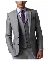 3 Parça Katı Suit Custom Made Damat Smokin Groomsmen Adam Yeni Varış Düğün Takım Elbise (Ceket + Pantolon + Papyon + Yelek)