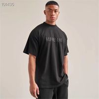Black bestickte T-Shirt Männer Frauen 1 Hochwertiges Vintage-T-Shirt Übergroße Besatzeck Top T-Shirts