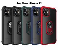 Tillbaka Cover Cellphone Fodral för iPhone 12 11 Pro XS Max XR 6 7 8 Plus Mobiltillbehör Kickstand Finger Ring Telefonväska