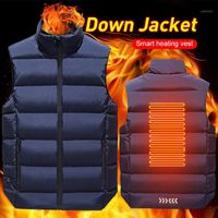 Outdoor T-Shirts Men Winter Smart Heating Cotton Vest USB Infrared Electric Women Flexible Thermal Warm Jacket