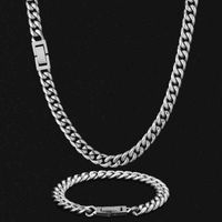KRKC Drop Shipping 1pcs Service 8mm Sier White Gold Plated Miami Stainls Steel Cuban Link Chain Necklac