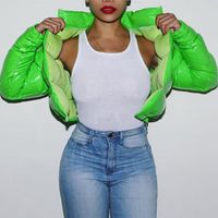 Kadın Ceketler Kış Aşağı Ceket Kadınlar 2022 Neon Renk Kırpılmış Puffer Parka Dış Giyim Kalın Kabarcık Coat Moda Streetwear Kadın Için