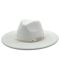 Einfache große breite Krempe Fedoras mit Band-Top-Hut Panama-Vollmütze für Männer Frauen Künstliche Wollfilzmischung Jazzkappe
