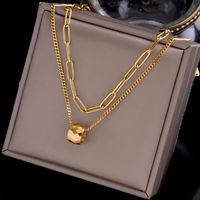 Ketten Titan Edelstahl Doppelschicht Halskette Metallic Ring Anhänger Stilvolle Modeschmuck Wunderschöne Glamour-Geschenk