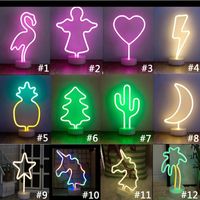 LED Neon Light Sign Holiday Xmas Party Decorazioni da sposa Decorazioni per bambini Decorazioni per bambini Decorazioni per la casa Flamingo Moon Lampada al neon