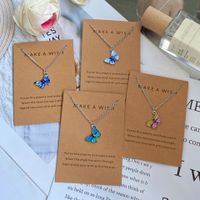 Enamel Butterfly Charm Choker Necklace Make a wish Memory Card Animal choker necklaces