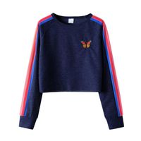 Women's Hoodies Sweatshirts Dames Herfst Lange Mouwen Gewas Pullovers Warme Pocket Casual Butterfly Rainbow Contrast Sweatshirt Tops