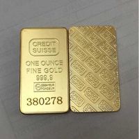 PCS NO MAGNETE 10 INGOT 1OZ Barra de lingotes en oro de 1oz Regalo de la moneda 50 x 28 mm con diferentes números de láser en serie