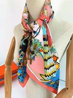 Bufandas cuadradas Femeninas de lujo de lujo Bufanda y chales 90 * 90 cm Vintage NeckerChief Cuello de cuello de cuello diseñador de la marca Muffler Satin Shawl