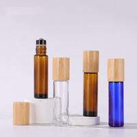 10ml Amber Blue Clear Glass Roll on Bottle Lege Geur Perfume Essentiële Olieplessen met Bamboe Cap
