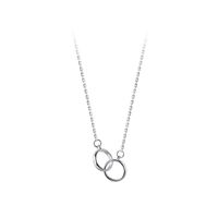 China genuine 925 sterling silver two rings double circle pendant necklace high quality fashion rose gold plating jewelry wholesale