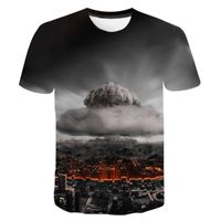 Erkek T-Shirt Bahar Yaz 3D Baskılı Patlama kadın Yuvarlak Boyun T-shirt Moda Boy Kısa Kollu Streetwear Rahat Tops