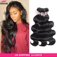 Ishow Curly Brazilian Human Hair Extensions Wefts Straight B...