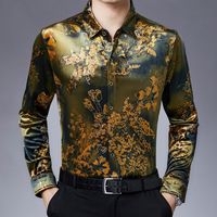 Erkek Casual Gömlek 2021 Iş Baskı Yaka Uzun kollu Gömlek Erkek Yakışıklı Moda Trendy Marka