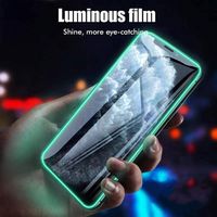 Protetor de tela luminoso para iPhone 13 12 11 Pro xr xs max capa completa vidro temperado noturno para filme samsung s21 com pacote