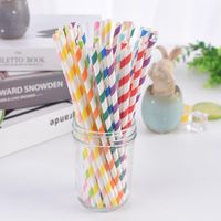 US STOCK! Paper Straw Environmental Colorful Straight Drinki...