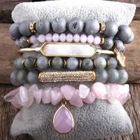 Perlé, brins MD Mode Boho Boho Brocelets Ensemble 6pc Stack Bracelet cadeau pour pierre naturelle et cristal femmes bijoux bohémiennes