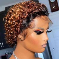 Short Pixie Bob 100% Virgin Brazilian Human Hair Swiss Lace ...