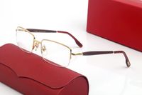 Lüks Tasarımcı Güneş Gözlüğü Gözlük Vintage Çerçeveleri Ahşap Tapınaklar ile Metal Çerçevesiz Tam RIM Yarı Erkekler Kadın Gözlük Aksesuarları Için Çerçevesiz Dikdörtgen Şekli