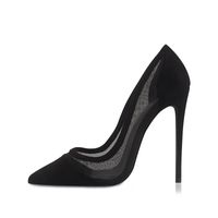 Genshuo Ayakkabı Kadın Pompaları Seksi Mesh Yüksek Topuklu Tasarımcı Ayakkabı Stiletto Siyah Örgü Topuk Parti Ayakkabı Pompaları Pompaları Artı Boyutu 11 12 210225