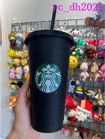 Starbucks 24oz / 710 мл пластиковый тумблер многоразовый по многоразовой прозрачной питьевой плоской нижней чашки колонны формы крышки соломенные кружки Бардианская УФ-машина не исчезает бесплатно DHL
