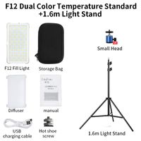 Flash Heads LituFoto Mini Portable F12 Hand Held Fill Lamp Type-c Interface 2470mah Battery 3200K-5600K 9W Video Led Lights+1.6m Light Stand